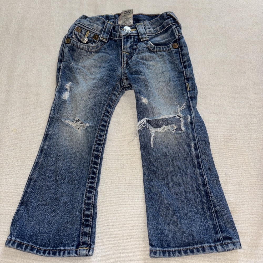True Religion Boys Billy Jeans Light-wash Distressed Size 2T Y2K